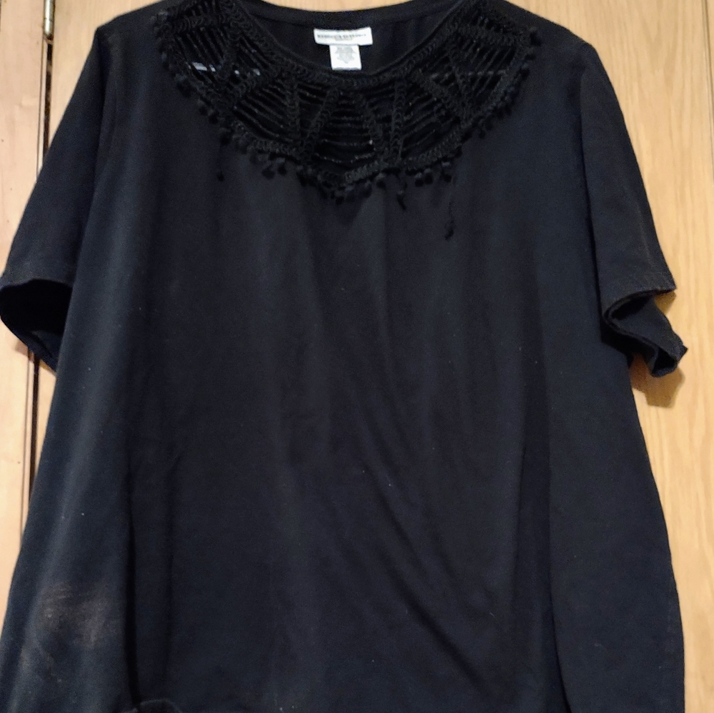 Rebecca Malone T Shirt Womens Size 3X Black Short Sleeve Open Neckline Casual